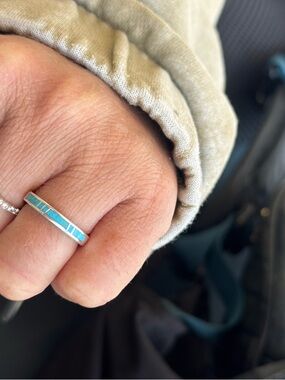 Turquoise Inlay Sterling Band Ring